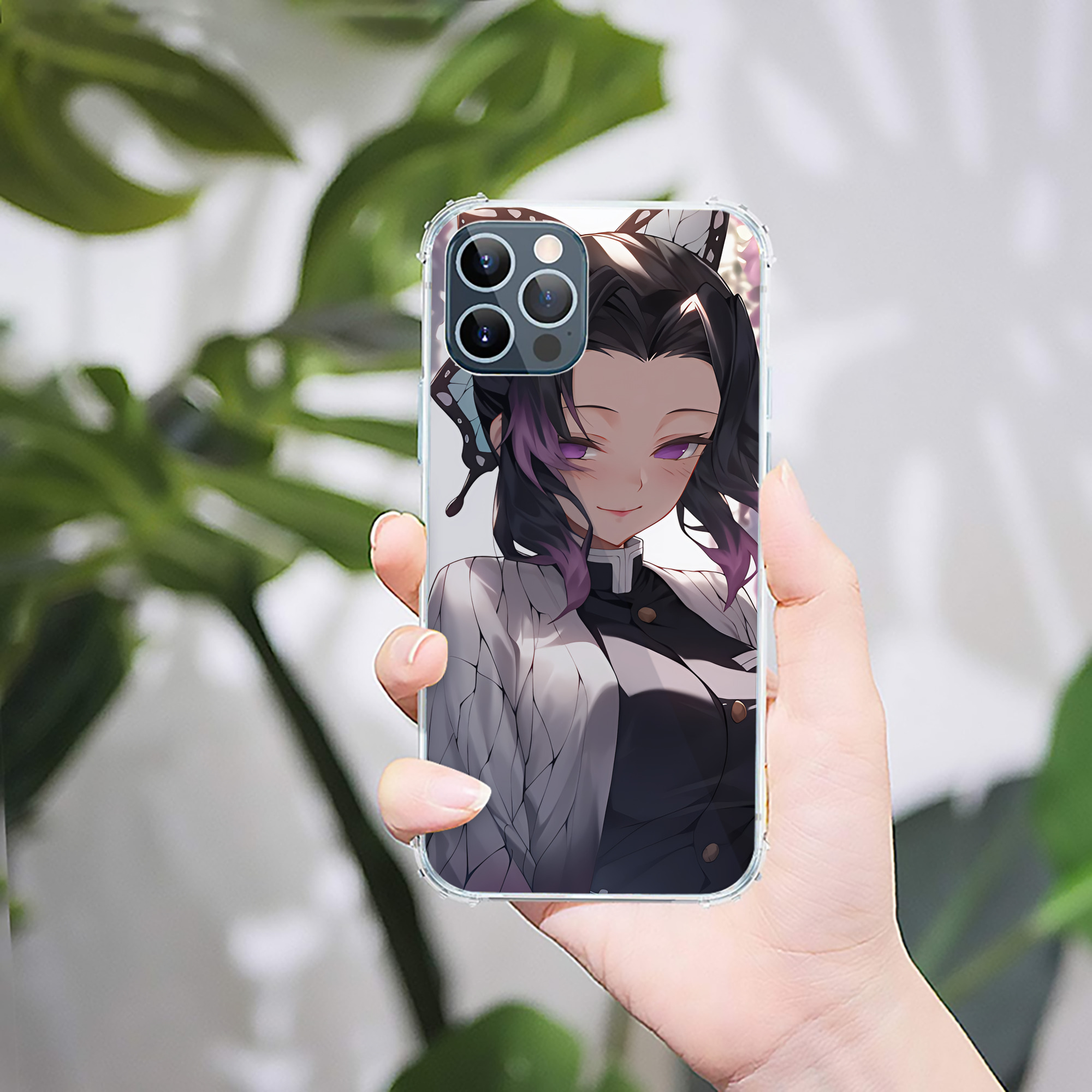 （画像用） 鬼滅の刃（きめつのやいば）蟲柱-胡蝶 しのぶ／こちょう しのぶ Kochou Shinobu 【iPhone 12シリーズ対応】透明スマホケース（クリアソフトケース）